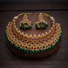 Gold-Plated Necklace with Ruby & Green Stone Adornments