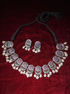 Maroon Silver Tone Tribal Necklace set