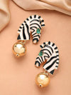 Enamel & Green Stone Zeebra Drop Earrings